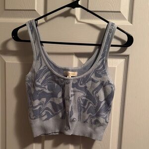 La Hearts Blue and Gray Crop Top